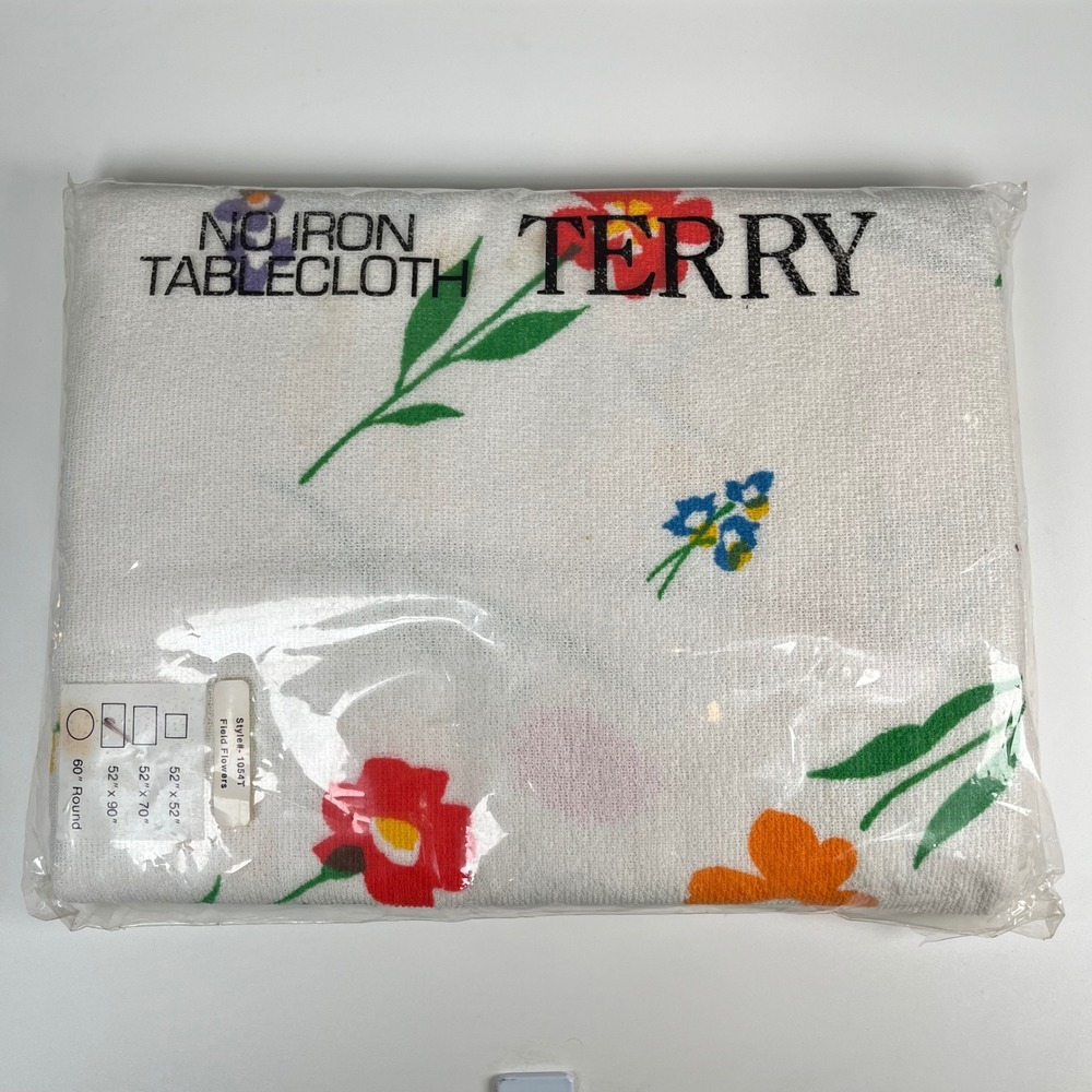 Vintage Parisian Prints Field Flowers 52x90 Tablecloth NOS Floral USA‎ NWT